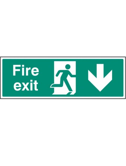 Fire Exit Straight On Down  Rigid Plastic - 3 sizes 